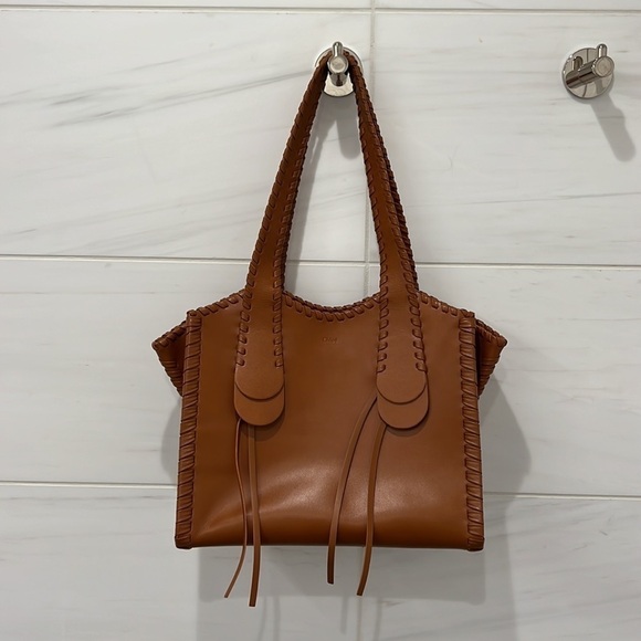Chloe | Medium Calfskin Leather Mony Tote Bag in Caramel - Picture 6 of 15